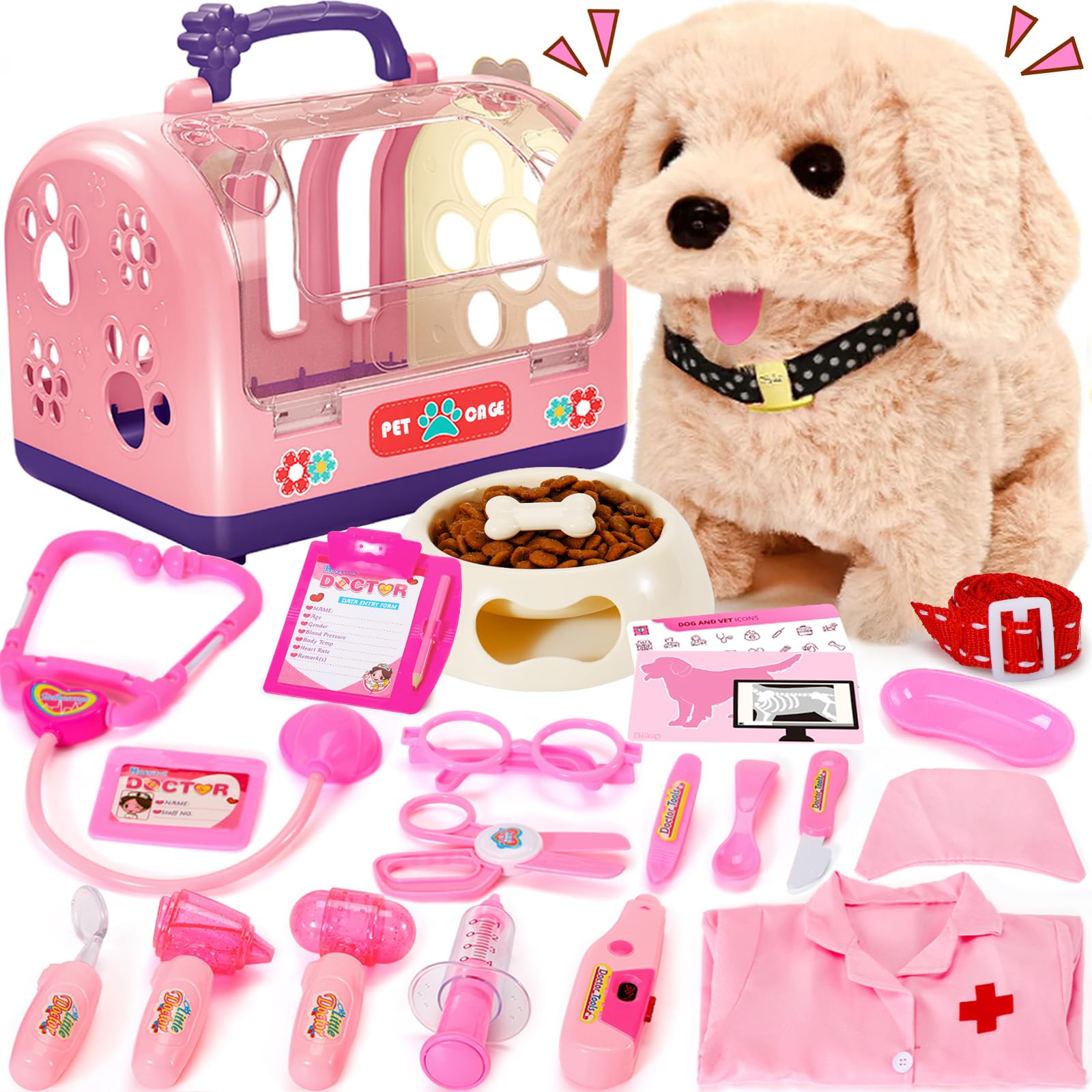 Interactive Pet Vet Playset: 24-Piece Veterinary Toy Set for Kids