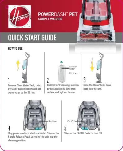 Hoover Power Dash Pet Carpet Cleaner Manual: Download User Guide PDF