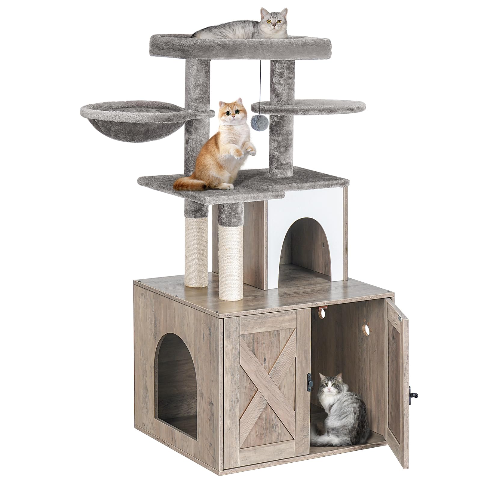 cat tree with litter box