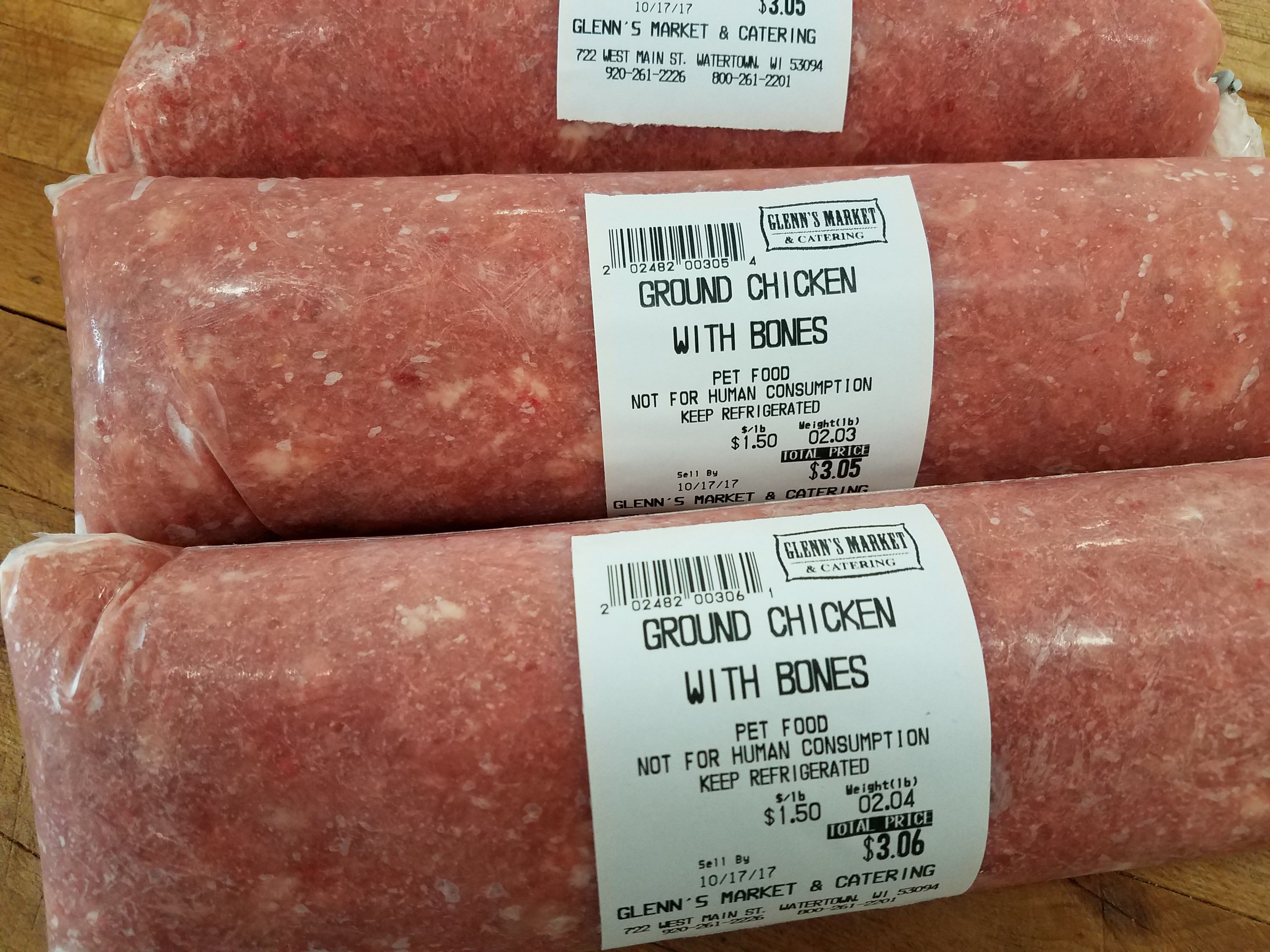 ground chicken bone in dog food