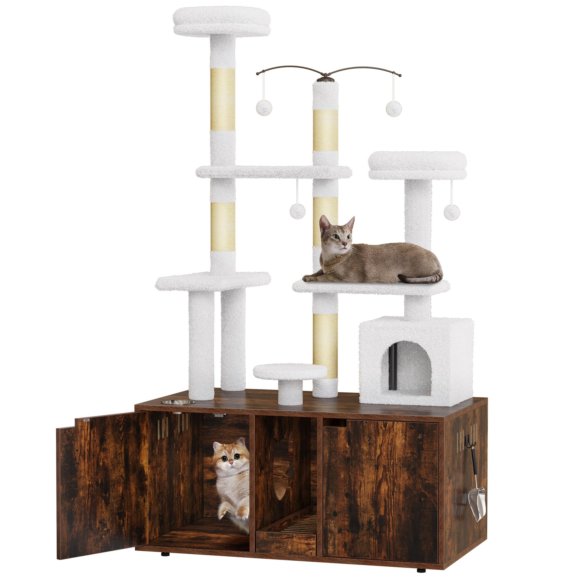 2-in-1 Cat Tree and Litter Box Combo for Small and Large Cats