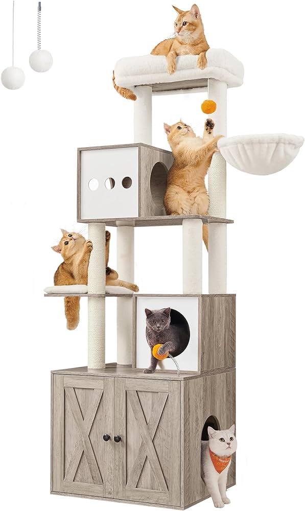 2-in-1 Cat Tree and Litter Box Combo for Small and Large Cats