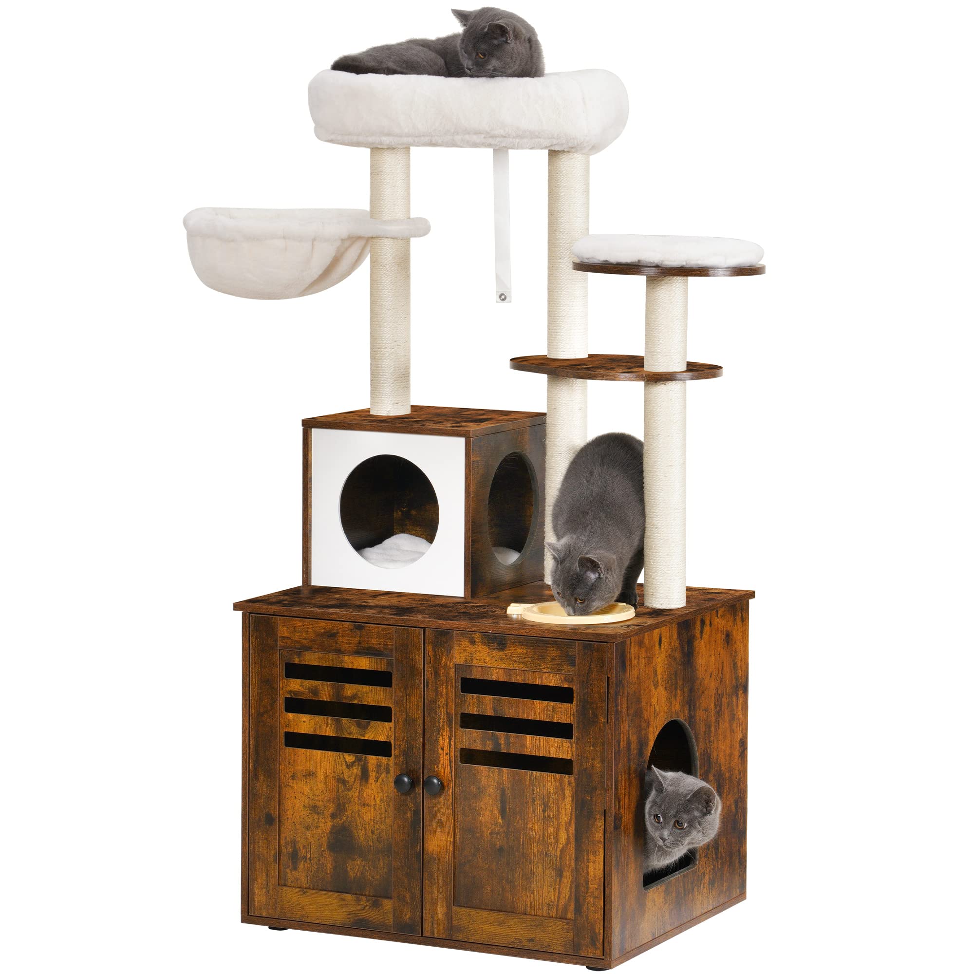 cat tree with litter box