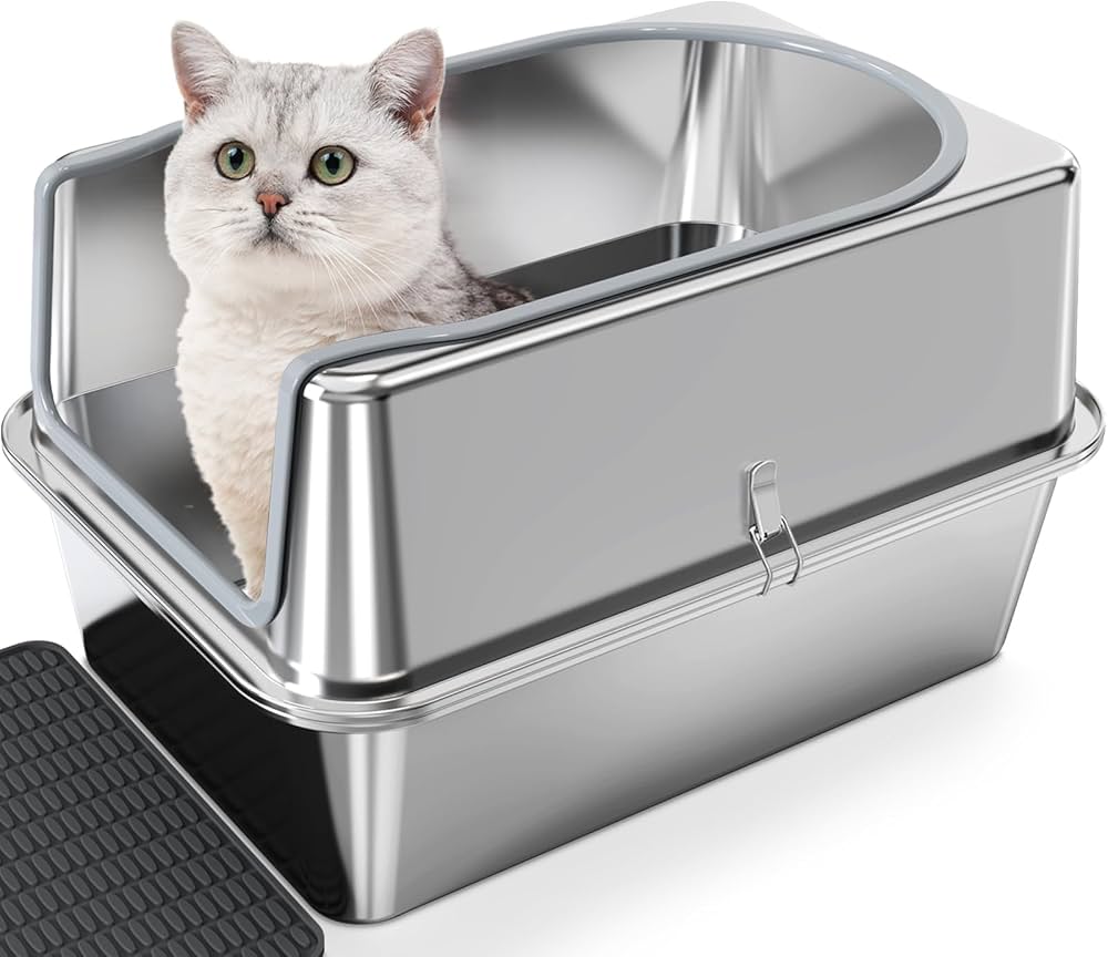 Premium Metal Cat Litter Box: Durable Stainless Steel, Odor-Free & Easy to Clean