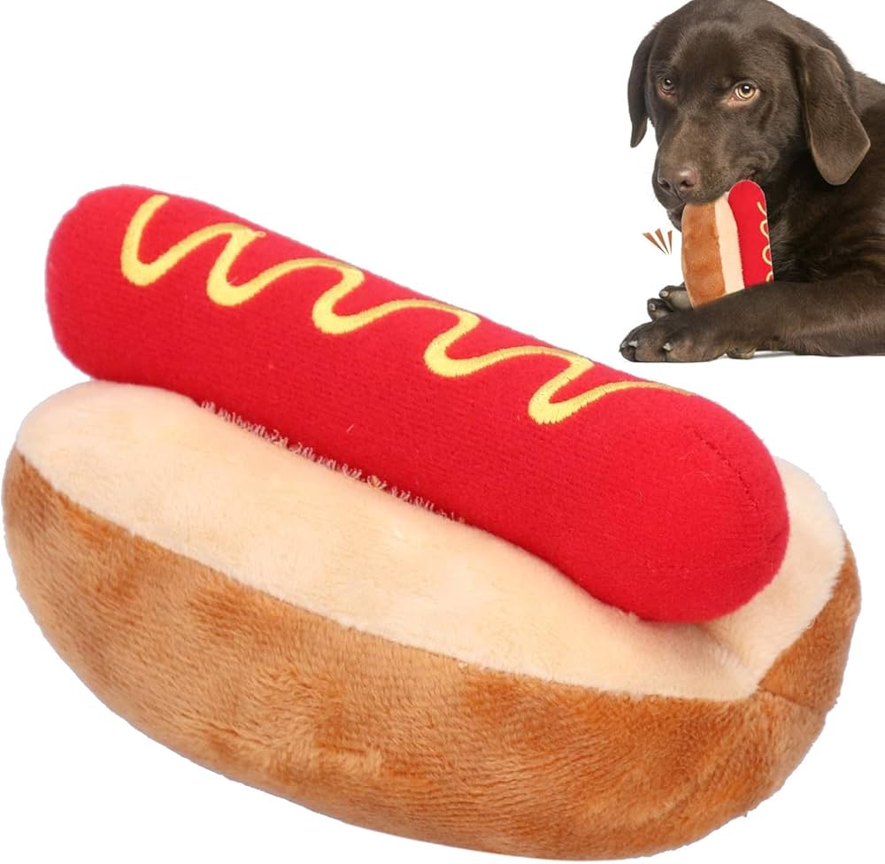 Hot Dog Pet Toy: Squeaky Plush Toys for Fun Playtime with Your Dog