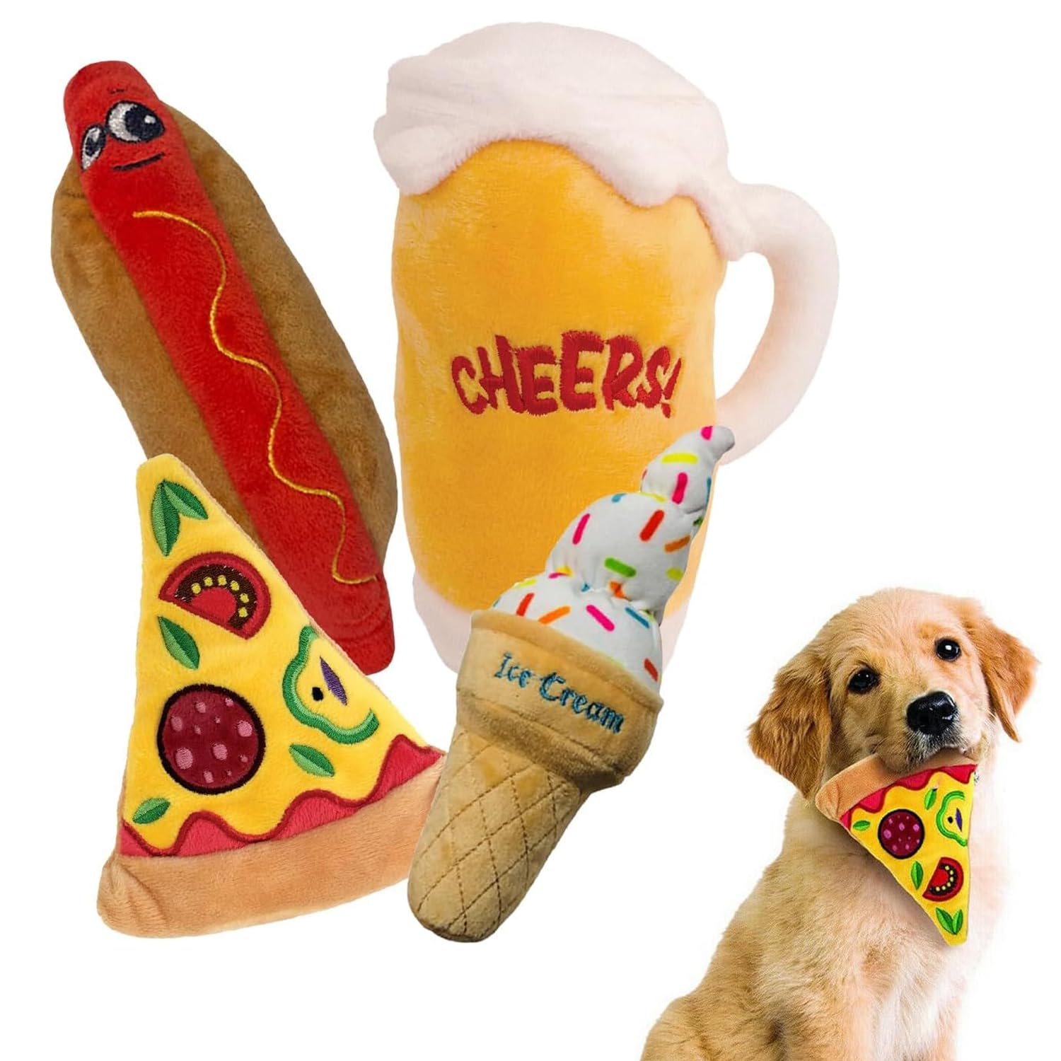 Hot Dog Pet Toy: Squeaky Plush Toys for Fun Playtime with Your Dog