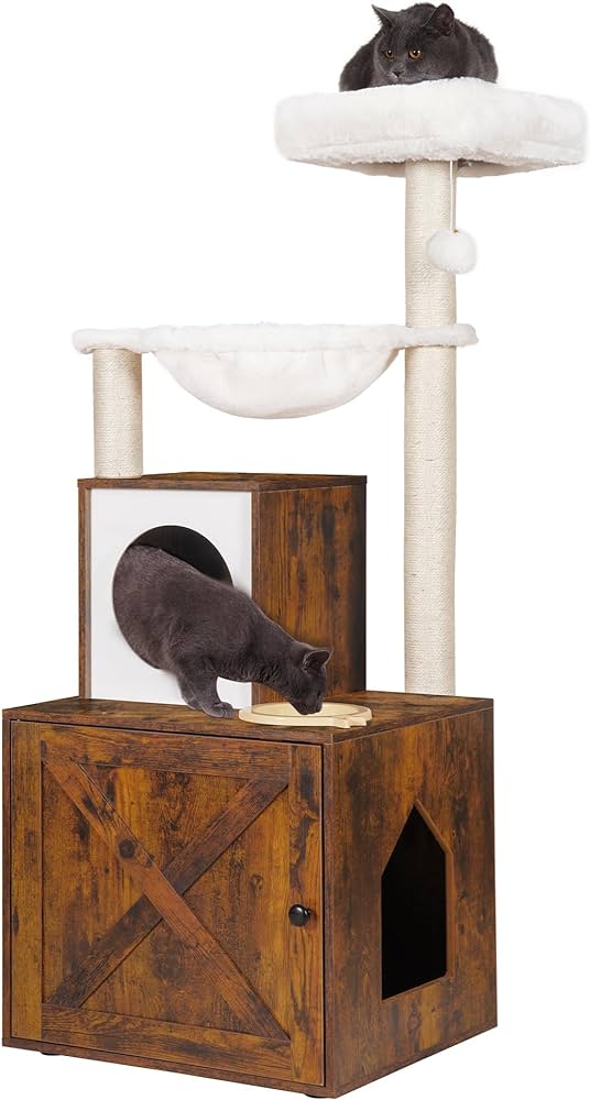 cat tree with litter box