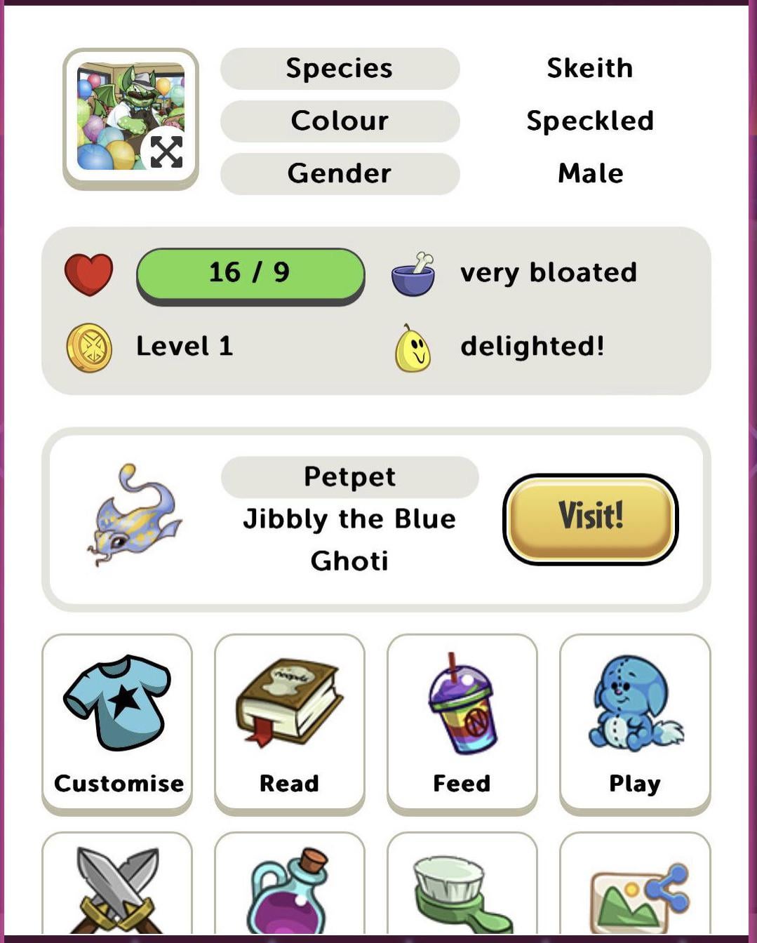 neopets feed a bloated pet