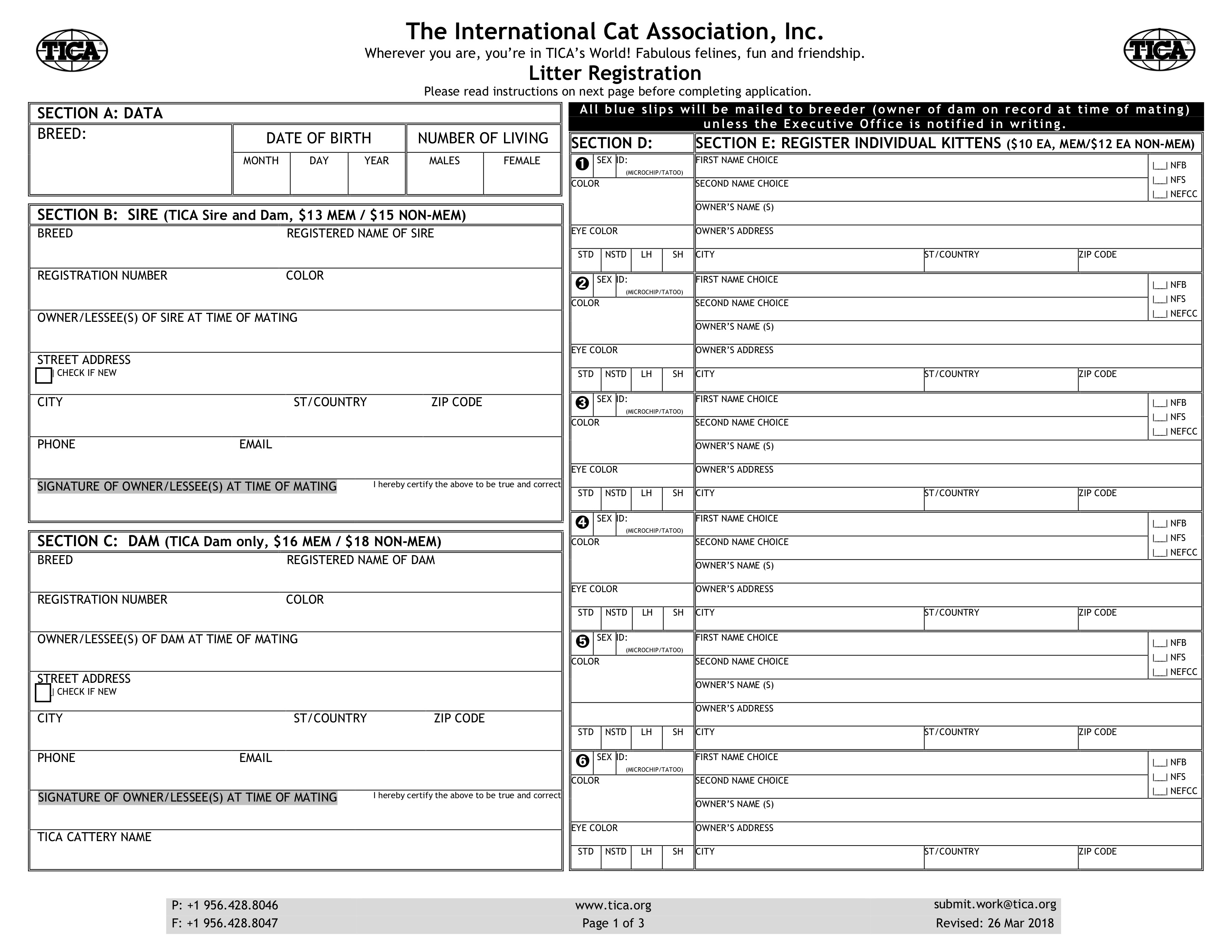 tica cattery registration cost and fees, learn about expenses before you register.